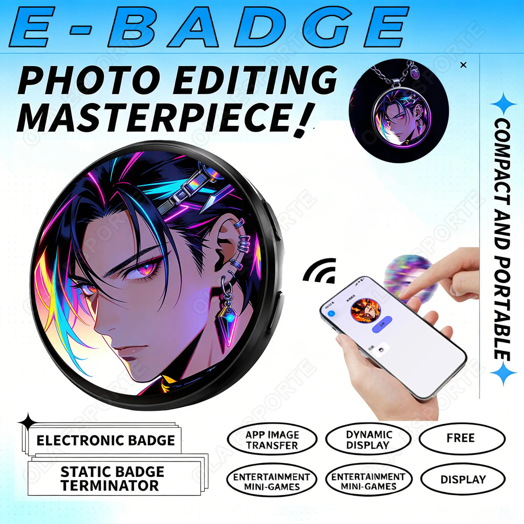 Anime E-Badge Display Pin | 1.5″ Touch Screen LED Smart Badge