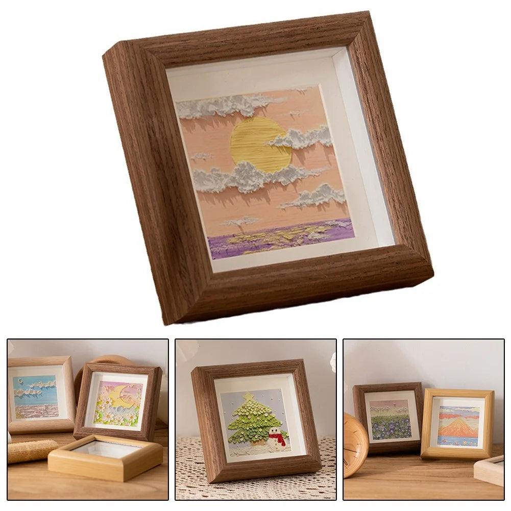 S4/5/6Inch Photo Frame Wooden Picture Frame Table Square Picture Frame Home Decoration Commemorative Gifts Oasis Select