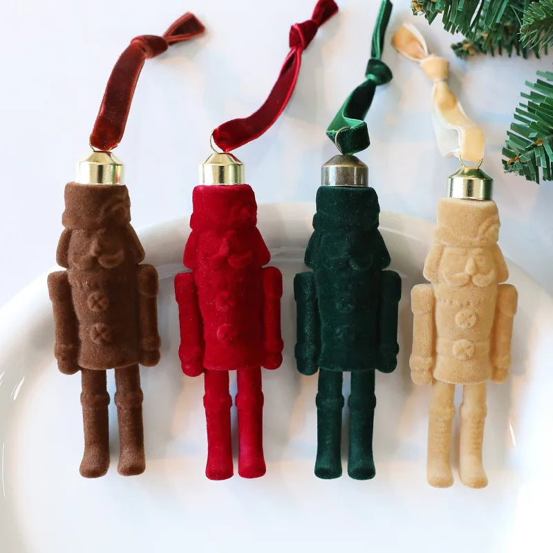 Flocked Nutcracker Soldier Christmas Tree Hanging Ornament