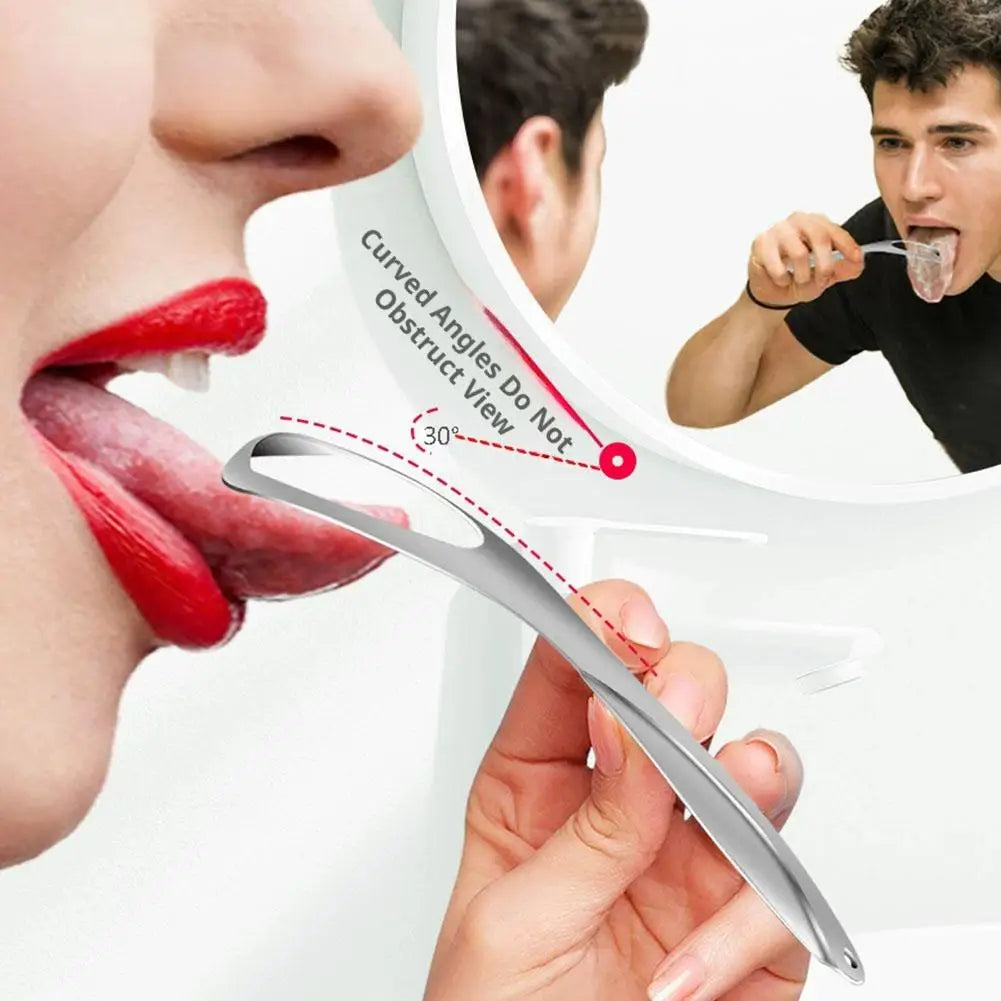 Stainless Steel Tongue Scraper Fan-Shaped Tongue Cleaner for Fresh Breath, Oral Hygiene Care Tool Coated Tongue Toothbrush Oasis Select