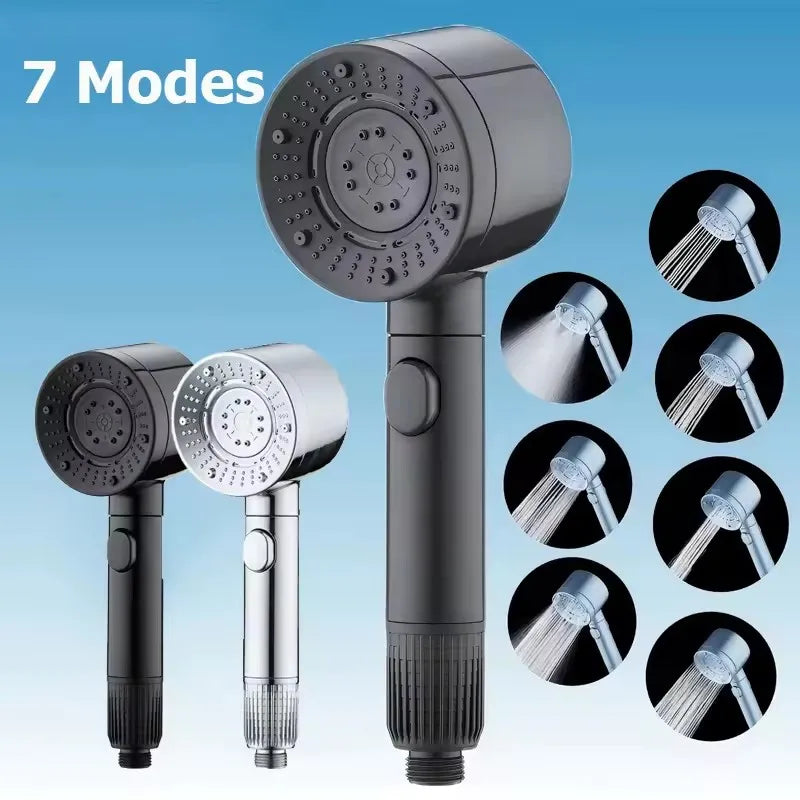 7 Spray Filtered Shower Head High-Pressure Handheld Water Saving Showerhead Fall Resistance Black Faucet Bathroom Shower Nozzle Oasis Select