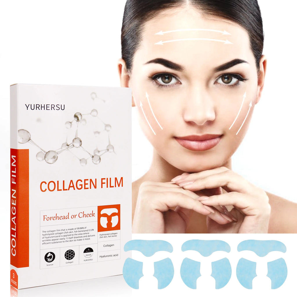 YURHERSU Collagen Soluble Film Mask – Hydrating Essence Patch 3pc Collagen Face Mask Oasis Select