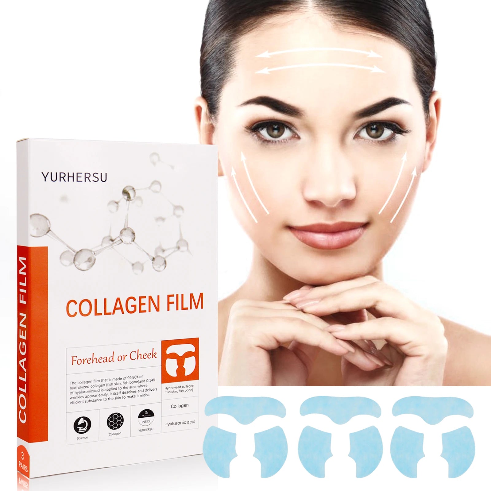 YURHERSU Collagen Soluble Film Mask – Hydrating Essence Patch 3pc Collagen Face Mask Oasis Select