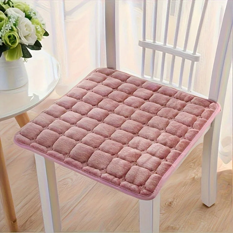 Square Plush Flannel Dining Chair Cushions with Shoulder Strap - All-Season Thin Warmth, Cozy Stool Accessories Oasis Select Pink 40x40cm