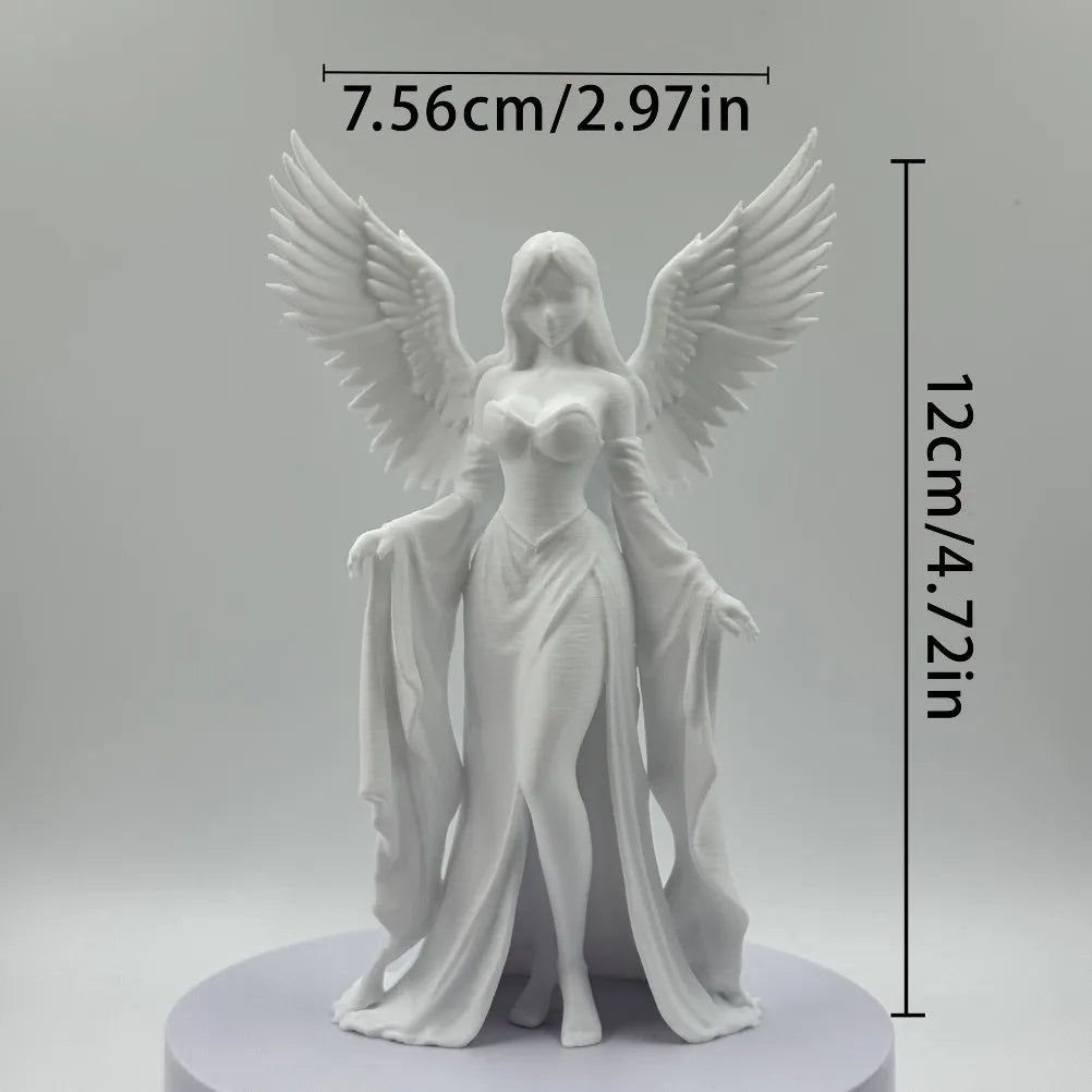 3D Printed Winged Goddess Angel Figurine Sacred Peace Desktop Statue Indoor Room Decor Housewarming Wedding Blessing Gift Oasis Select