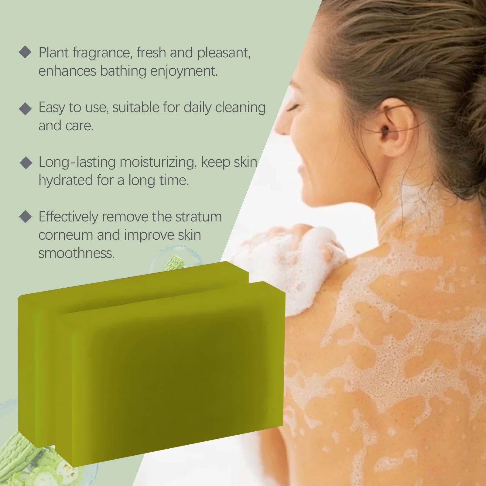 60G Bitter Melon Body Soap Bar Cleaning Skin Dirts Hydrating Remove Dead Skin Improve Smoothness Oil Control Refreshing Soap Bar Oasis Select