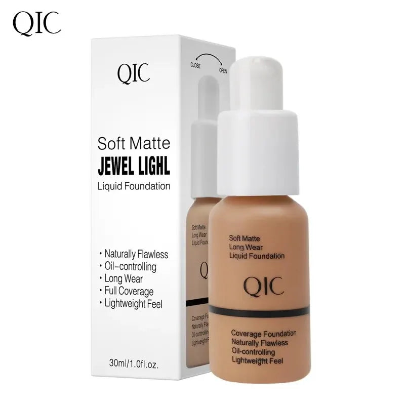 QIC Matte Liquid Foundation – Waterproof, Oil Control, 5 Shades