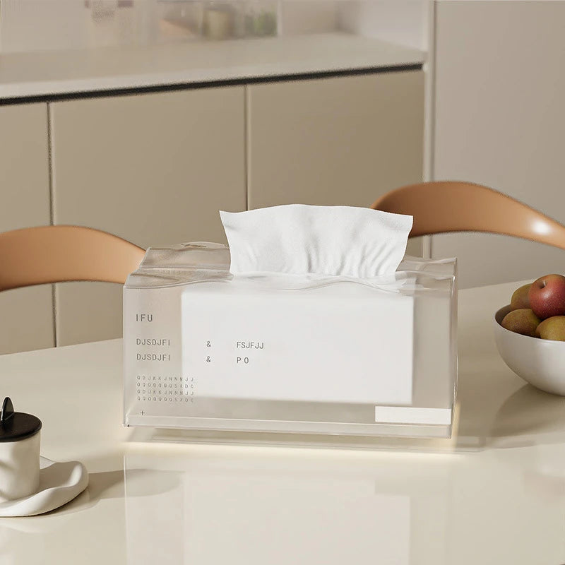 Desktop Tissue Box Living Room High-grade Light Luxury Elastic Support Living Room Suction Box Bedroom Bed Artistic Spring Oasis Select