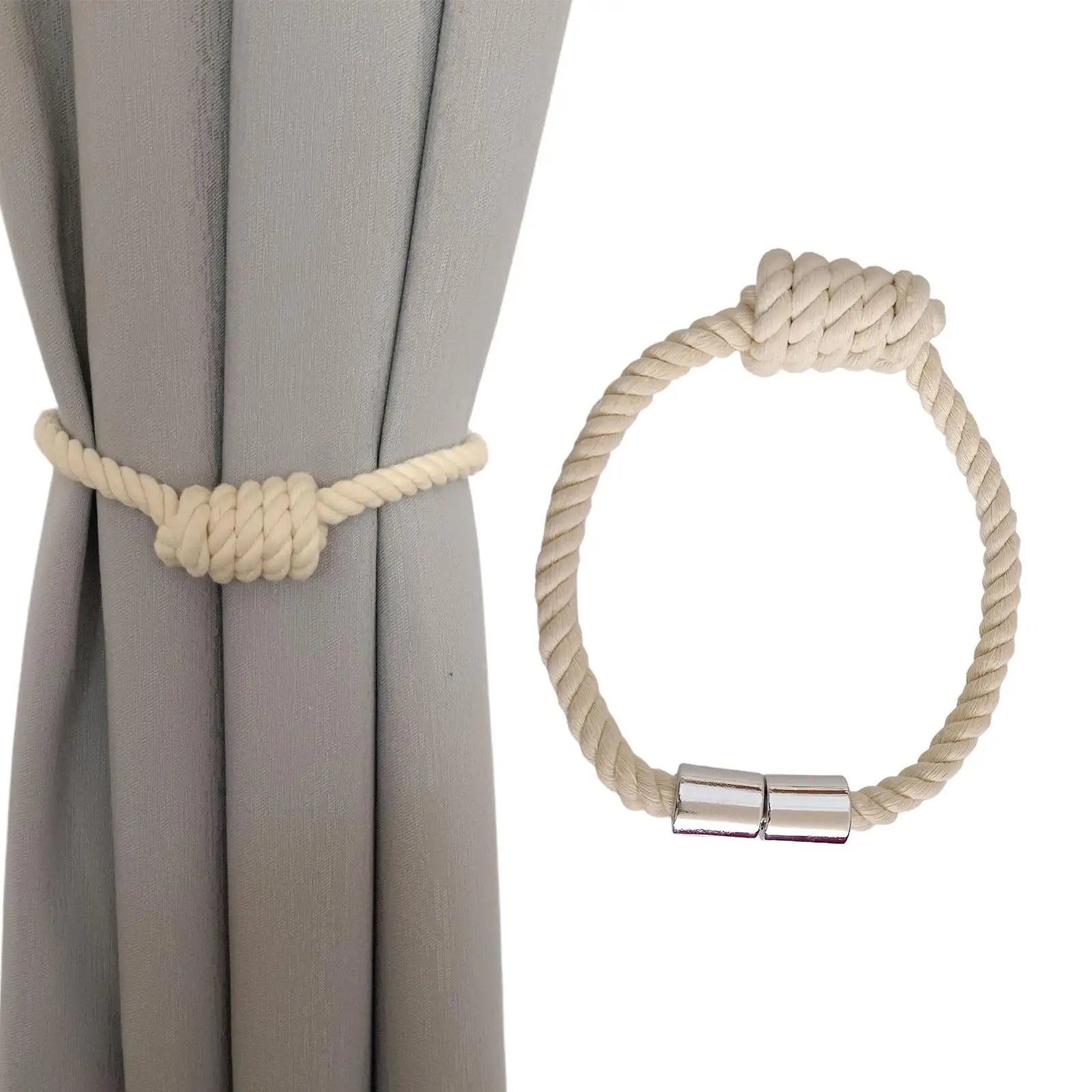 2Pcs Magnetic Curtain Tiebacks Outdoor Elegant Decorative Tie Backs Modern Rope Tiebacks For Drapes Window Curtain Holder Clip Oasis Select