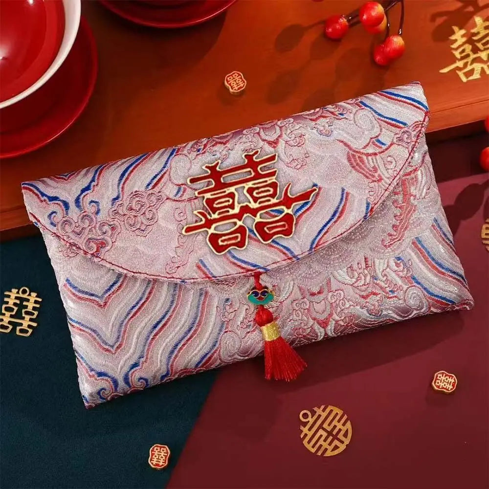 Chinese Style New Year Red Envelope Traditional Embroidery Wedding Money Pocket Cloth with Tassel 2026 Lucky Money Bag Birthday Oasis Select