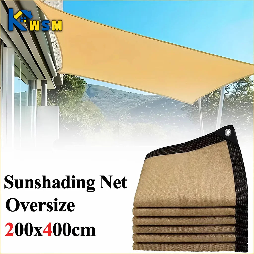 200x 400cm Summer Outdoor Shading Beige Shading Net Wrapped Perforated Shading Cloth Thickened Heat Insulation Net Shading Net Oasis Select