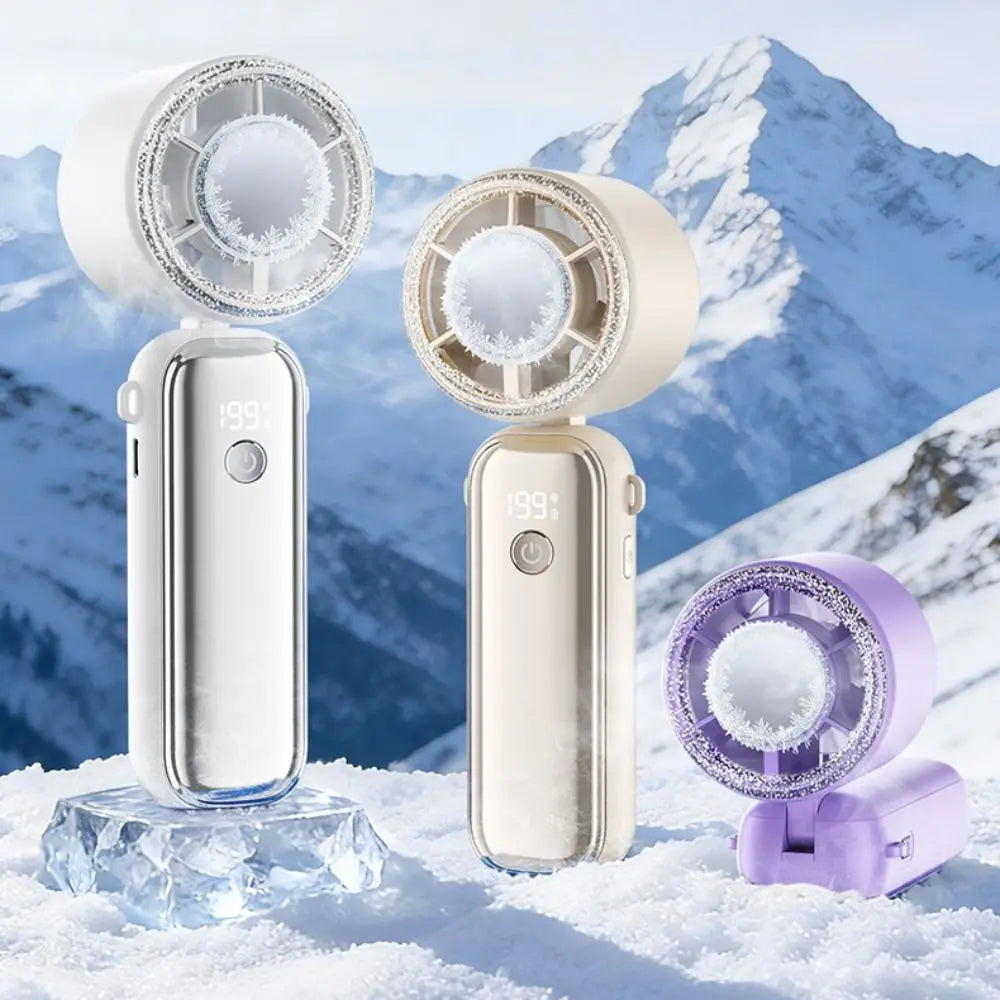 USB Rechargeable Mini Handheld Fan Ultra-Quiet Semiconductor Cooling Small Electric Fan Digital Display Powerful Wind Oasis Select