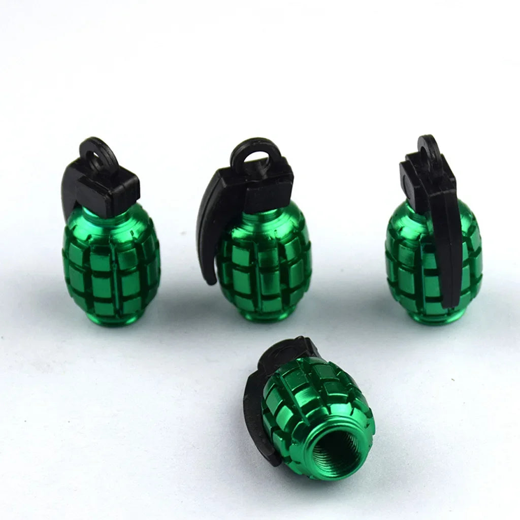 Grenade Tire Valve Caps for Car Motorcycle Bike Aluminum Valve Stem Caps for American Valves Car-styling Parts Accessories Oasis Select green