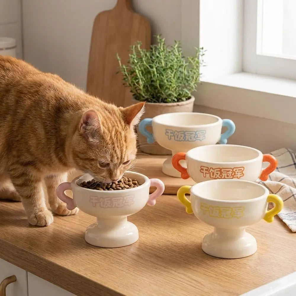 Elevated Ceramic Cat Bowl – Non-Slip Base | Food & Water