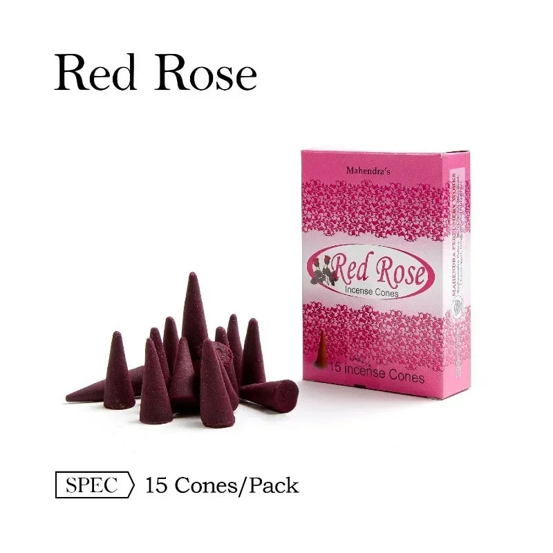 Mahendra 12Boxes Incense Cones，Frankness Patchouli Various Fragrances for Home Meditation and Mood Relief, Convenient To Carry. Oasis Select red rose 12boxes