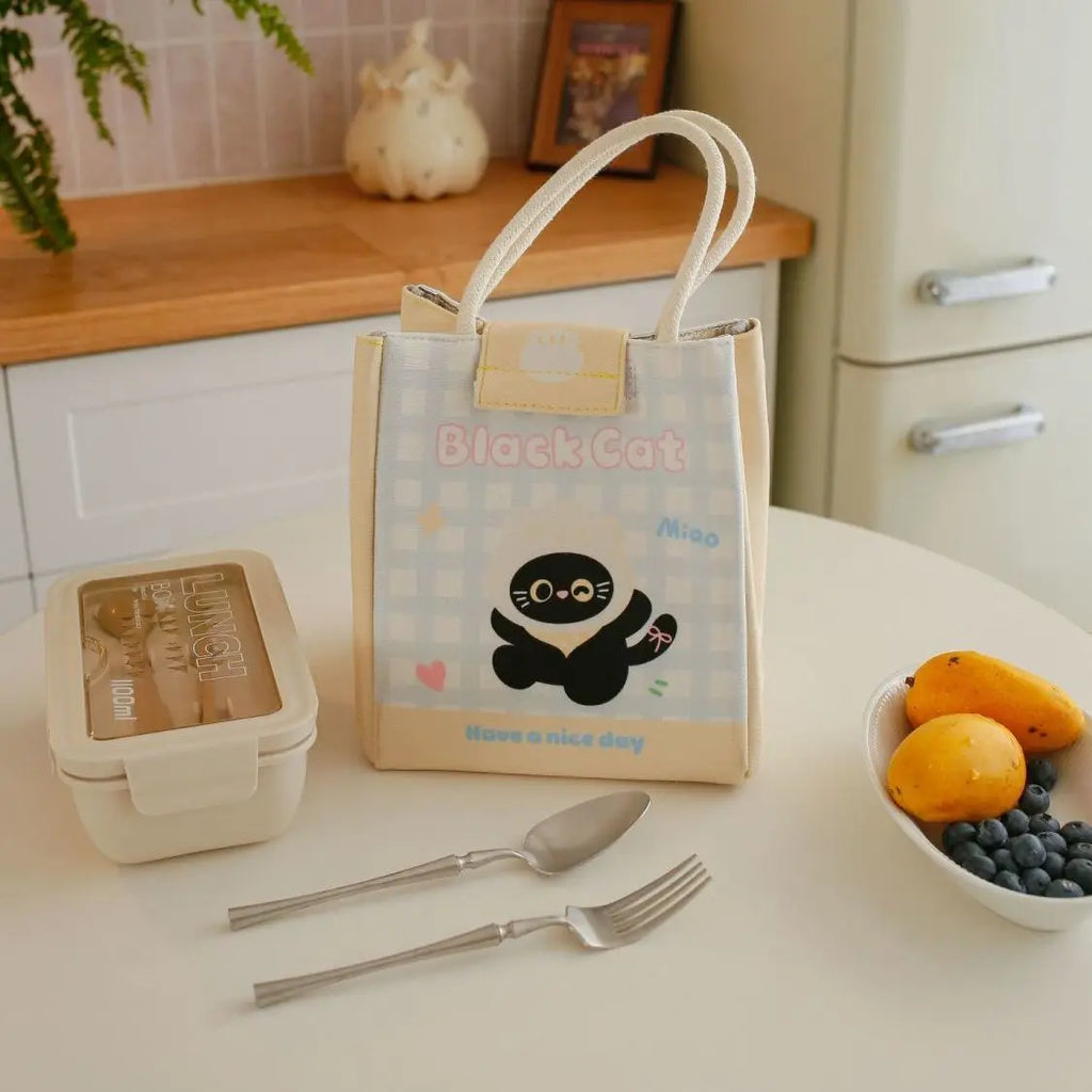 Lunch Bags Cute Bento Bag For Office Workers Large Capacity Tote Bag Cartoon Insulated Fresh-Keeping Bag Student Lunch Box Bag Oasis Select D