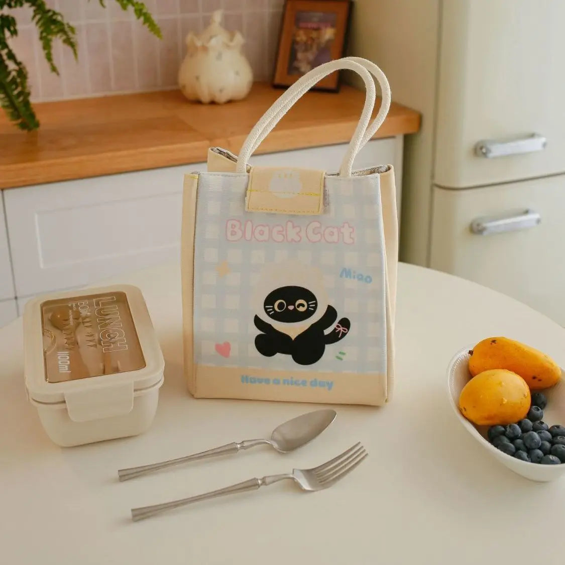 Lunch Bags Cute Bento Bag For Office Workers Large Capacity Tote Bag Cartoon Insulated Fresh-Keeping Bag Student Lunch Box Bag Oasis Select D