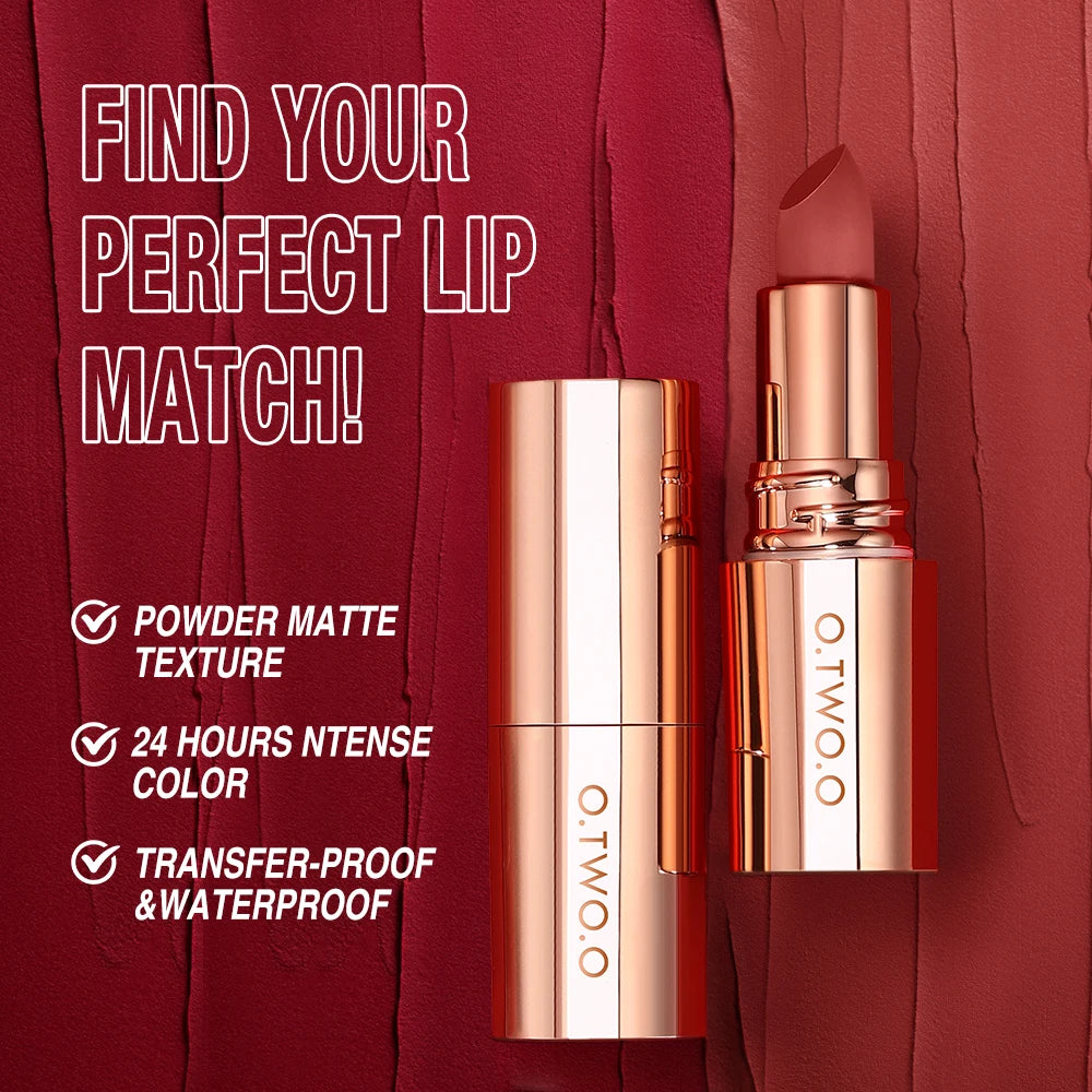 O.TWO.O Matte Velvet Lipstick – Waterproof Long-Lasting Lip Tint