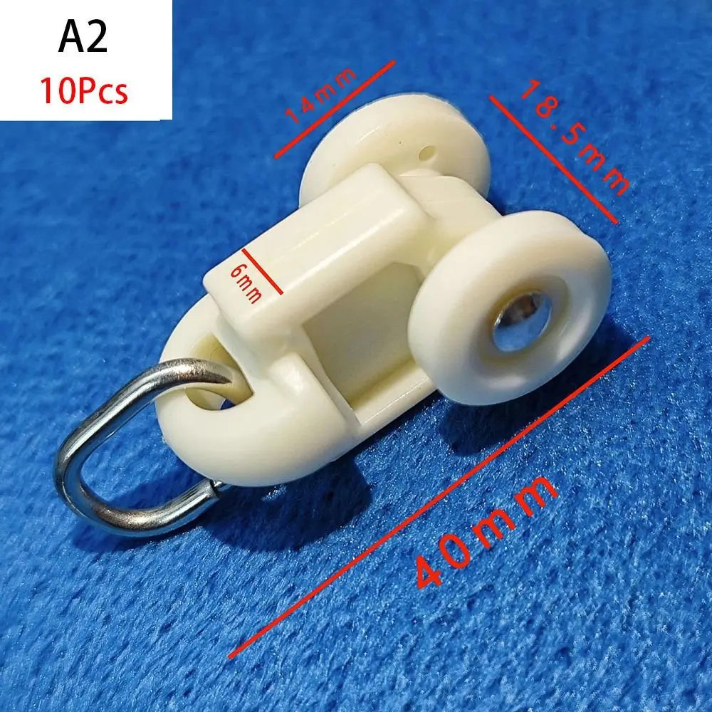10Pcs Straight Curved Track Rollers Curtain Wheels Rail Curtains Hook Ring Slider Furniture Hardware Curtain Rod Pulley Hanging Oasis Select A2