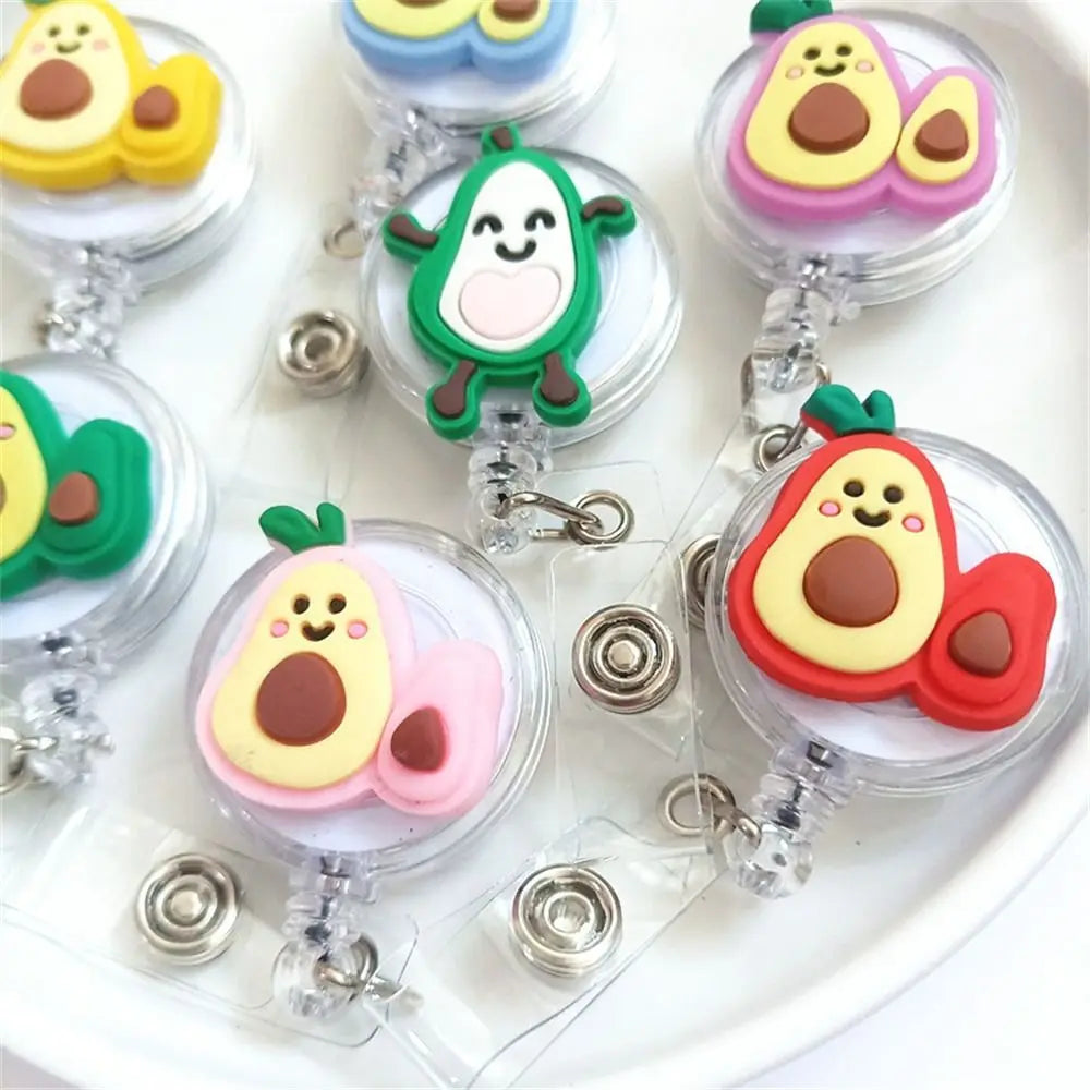 New Cute Silicone Fruits Avocado Retractable Pull Badge Reel ID Lanyard Name Tag Card Badge Holder Reels Oasis Select