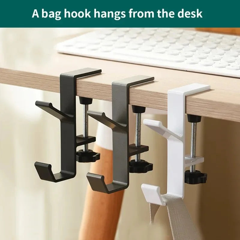 1pcs Metal Desk Clamp Bag Holder Adjustable Handbag Hanger Hook Portable Space Saving Backpack Organizer for Office Oasis Select