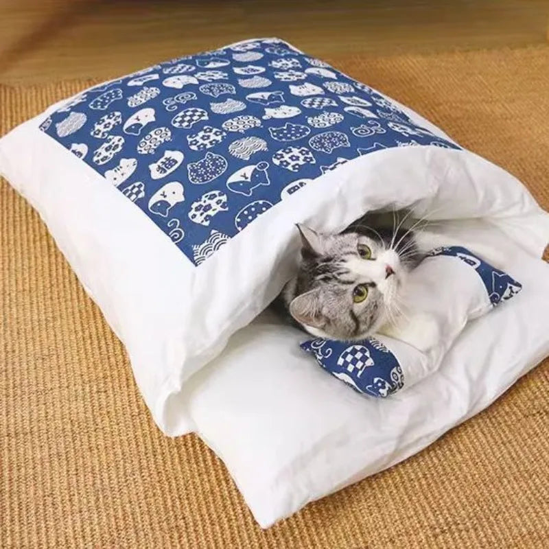 Kawaii Removable Cats Bed House Home Supplies Products for Adult Cats Large Pet Dog Bed Cat's House Cave Comfortable Food Cute Oasis Select