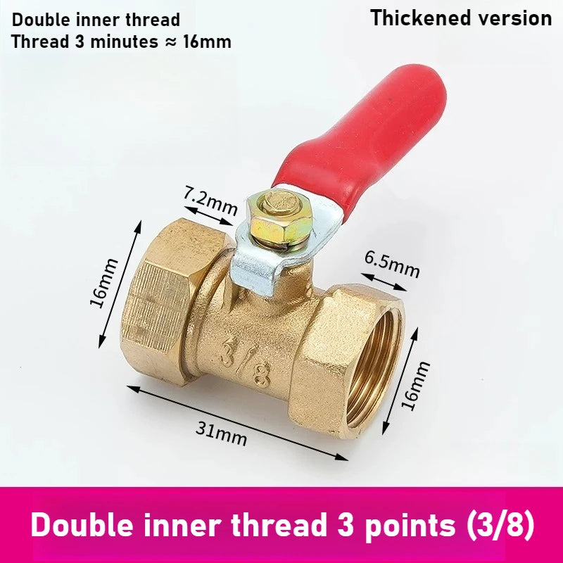 Pneumatic Copper Ball Valve Baota Red Handle Small Switch 1 3 4 Point 1/4 Vent Pipe Ball Valve Oasis Select Thick Double inside3 1PCS