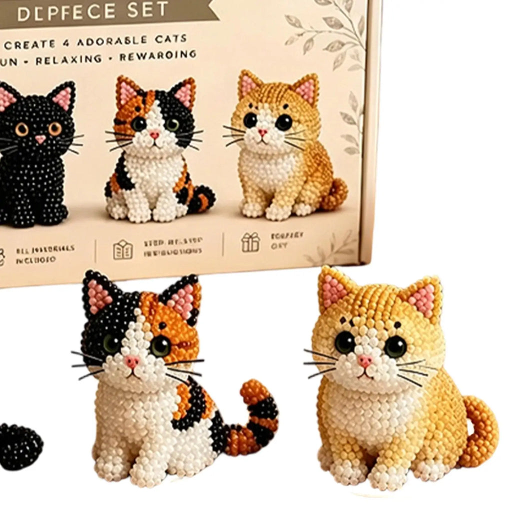 DIY Animal Beading Kit Cute Beginner-Friendly 3D Cat Funny Animal Beadwork Kit for Desk Decorations Bookshelf Decor Party Favors Oasis Select
