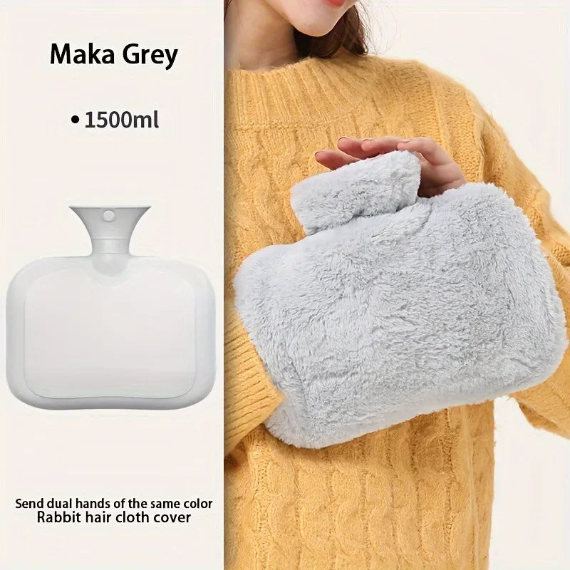 1500ml Reusable Rubber Hot Water Bottle with Detachable Cap,Pouring Water PVC Hand Warmers Warm Water Bags for neck Oasis Select