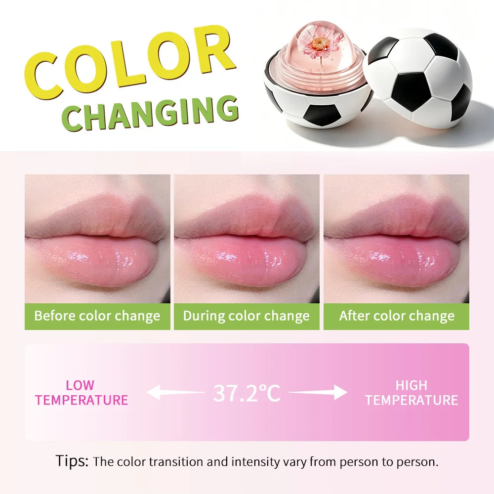 Kick & Glow Soccer Lip Balm Deep Hydrating Repair Soccer Appearance Design Silky Texture Flower Color Changing Lipstick Oasis Select