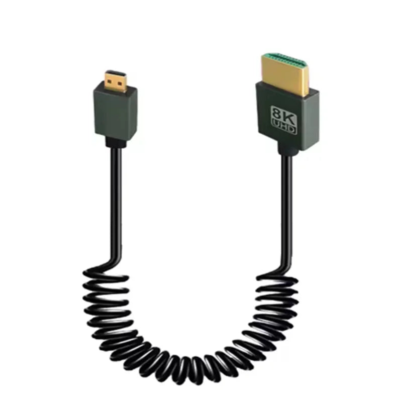 8K HDMI Cable Mini Micro HDMI to HDMI-compatible cable Mini HDMI Micro HDMI Coiled Cord for Laptop Camera DV Monitor Display Oasis Select