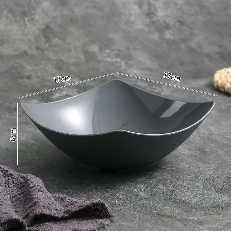 4pcs Salad Bowl Set Western Salad Dish Durable Plastic Bowls, Food Storage Containers for Family Gatherings and Everyday Use Oasis Select Grey-4Pcs