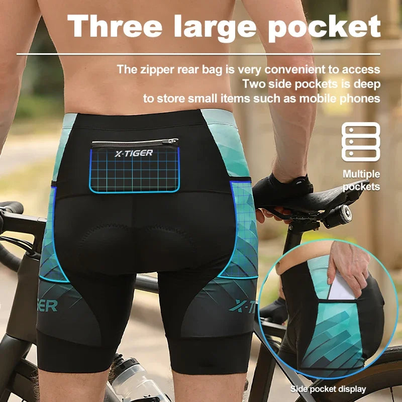 X-TIGER Cycling Shorts Men's Summer Quick Dry Breathable Cycling Jersey Professional Sponge Pad Mountain Road Bike Shorts Oasis Select
