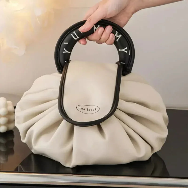 Travel Cosmetic Bag Drawstring Pull Out Large Capacity Cosmetic Brush Bag Women'S Travel Cosmetic Storage Bag With Handle Oasis Select