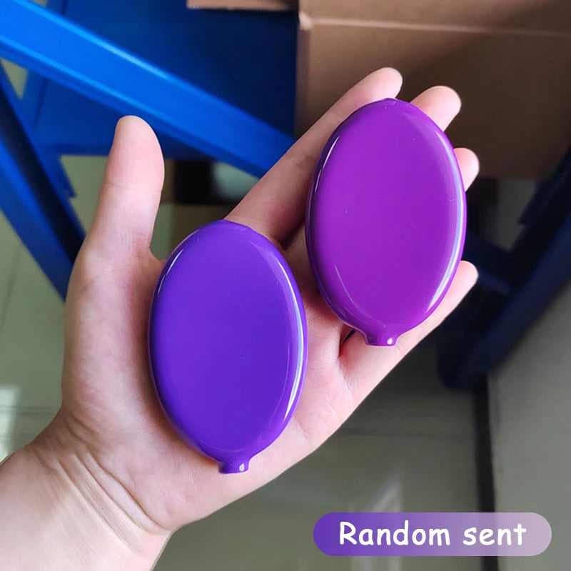 Small Oval Coin Purse Mini Earrings Rings Storage Box With Chain Solid Color PVC Fashion Portable Bag Pendant Oasis Select Purple