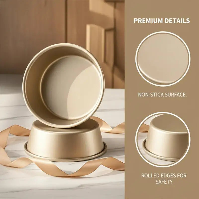 1Pcs 4 Inch Gold Non Stick Hamburger Bun Mold Mini Hot Dog Bread Cheese Cake Round Baking Pan for Pastry Oasis Select