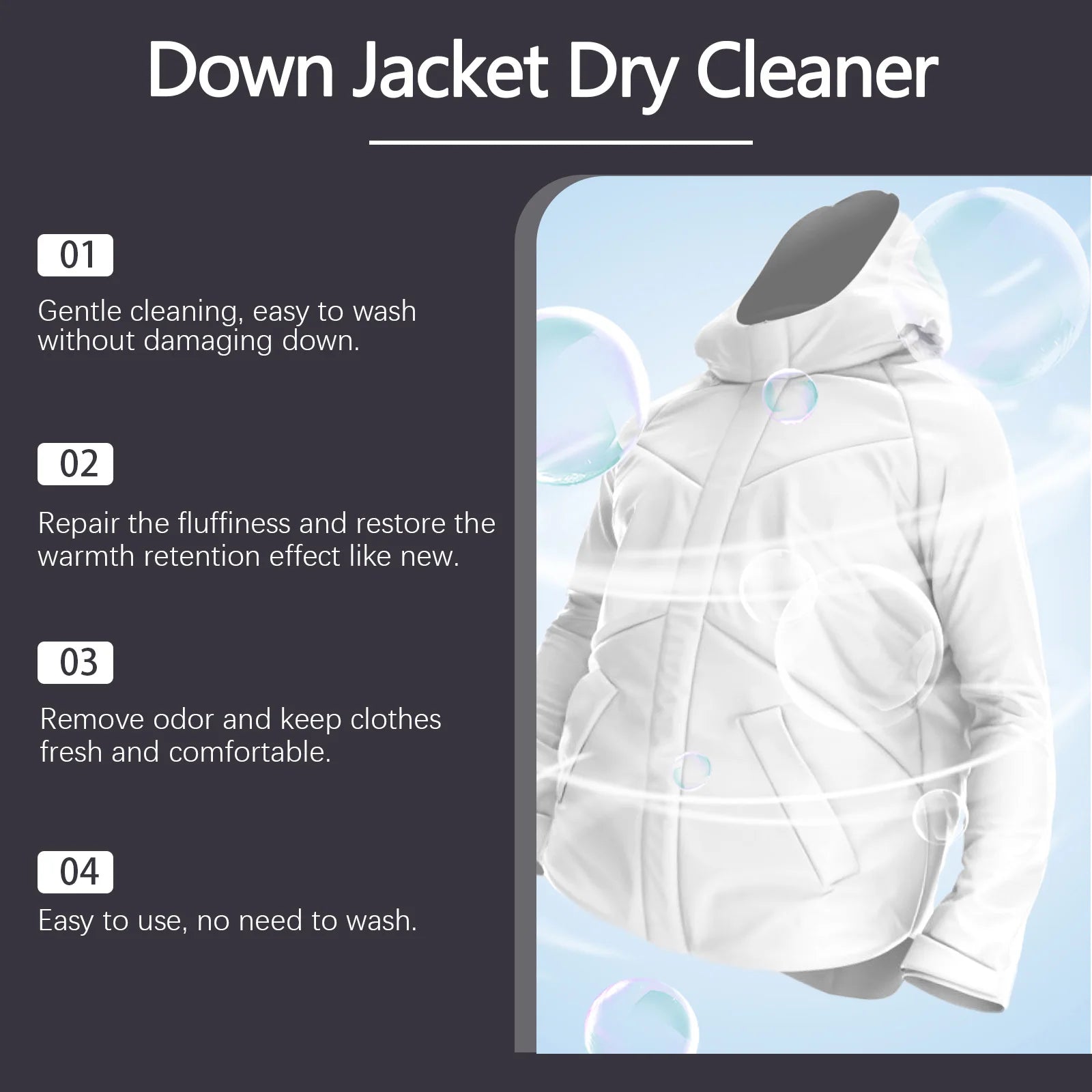 Down Jacket Dry Cleaner Oil Stain Remover Downwear Detergent Agent Eliminate Odor Keep Clothes Fresh Deodorization Gentle Wash Oasis Select