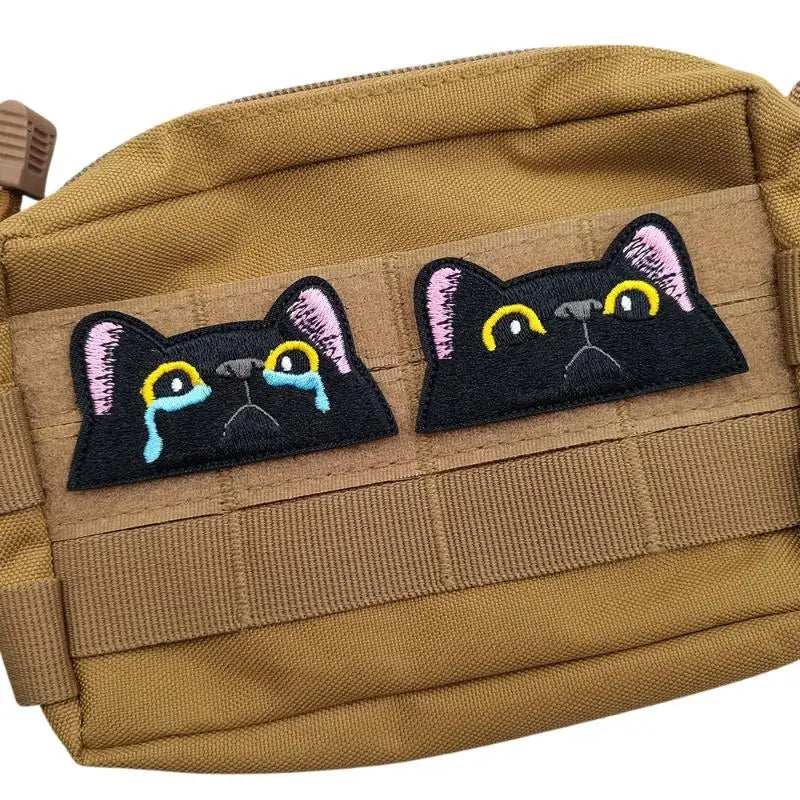 Cute Lovely Black Cat Patch – Peeping & Crying Cat Embroidered Patch Kitten Iron-on Sew For Clothing, Bags, Accessories Oasis Select