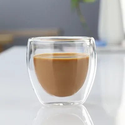 250-450ml Double Wall Glass Cup Round Style Solid Color Beer Milk Coffee Heat Resistant Water Cups Transparent Mug Glass Mug Oasis Select 150ml-No-handle 301-400ml