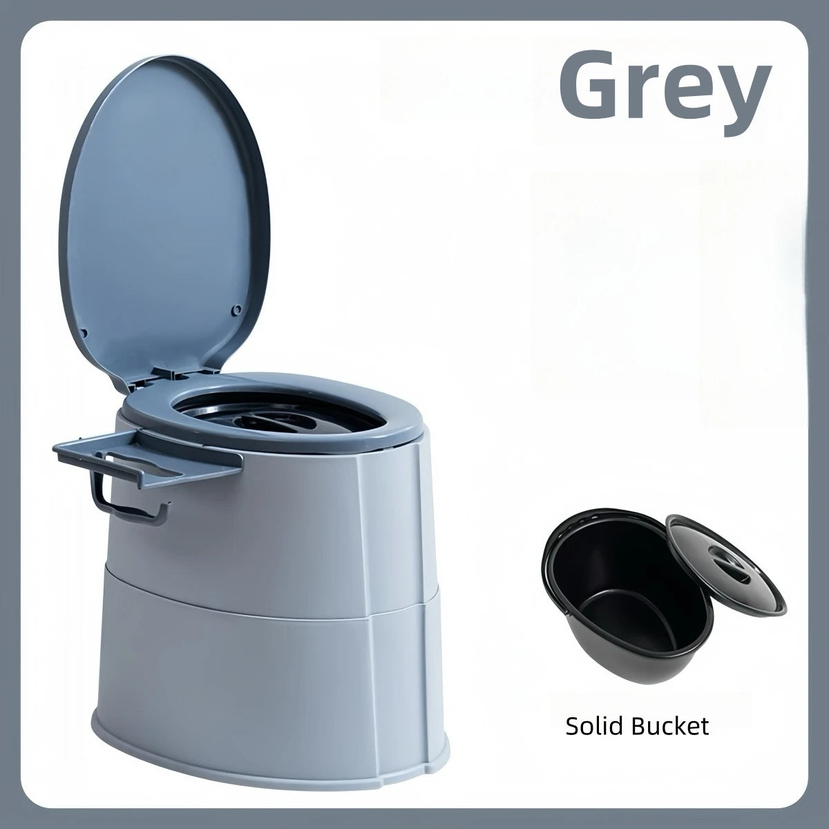 1 Piece Pink/Grey/Khaki/Blue Portable Mobile Toilet with Lid for Camping, Outdoor, Bathroom, Bedroom, Balcony, Hiking, Rv, Travel, Pregnant Women, Disabled People, Elderly, People with Limited Mobility, Bedridden People, Equi Oasis Select Gray