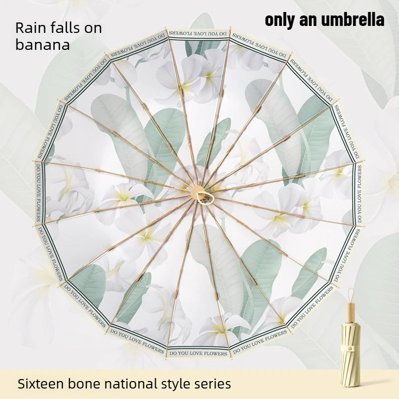Fashion Three Fold Manual Umbrella Color Coating UV Protection Sunshade Dual Purpose Rain Umbrella for Ladies Oasis Select 16 bone banana 16K Aluminum