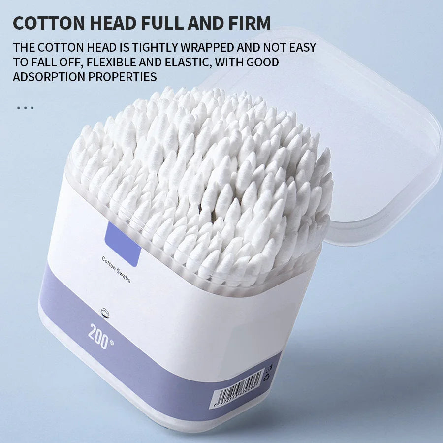 200-Pack Double-Ended Cotton Swabs – Makeup & Personal Care Cotton Swabs Oasis Select