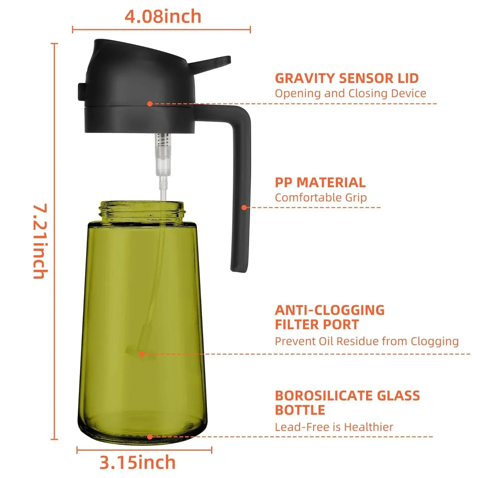 2-in-1 Dark Glass Oil Sprayer Olive Oil Dispenser Black Lightproof Oil Sprayer for Cooking Salads and Barbecues Barbecue Tools Oasis Select