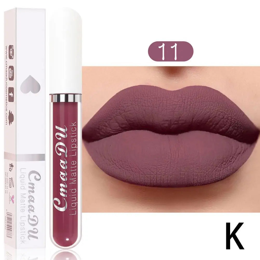 18 Color Waterproof Liquid Matte Lipstick Long Lasting Sexy Red Moisturizing Lip Gloss Velvet Non-Stick Lip Tint Makeup Cosmetic Oasis Select 11