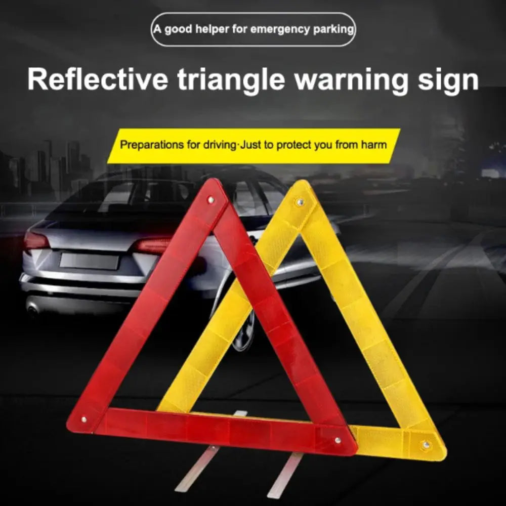Reflective Emergency Warning Triangle Metal Bracket Foldable Reflective Triangle 2Pcs Set Folded Stop Sign Oasis Select