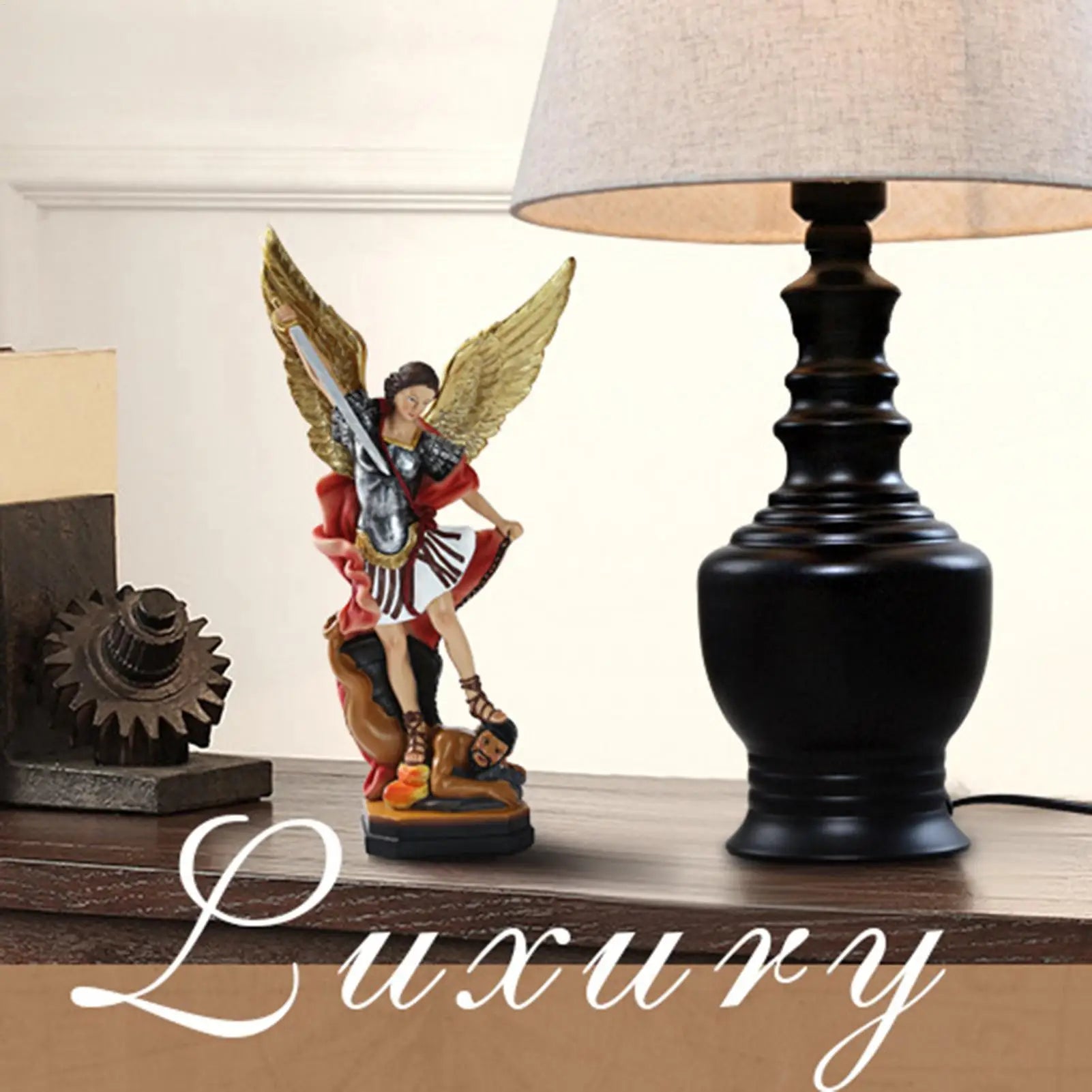 Archangel Michael Figurine St. Michael SanMiguel Arcangel Colored Statue SanMiguel Arcangel Statue Michael Archangel Defeated Oasis Select
