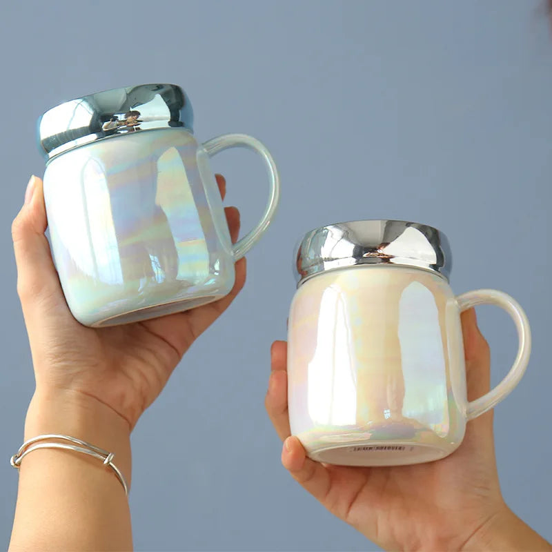 Cup creative personality trend Mug lovely ceramic water cup girl lovers office mug with cover coffee mug Oasis Select