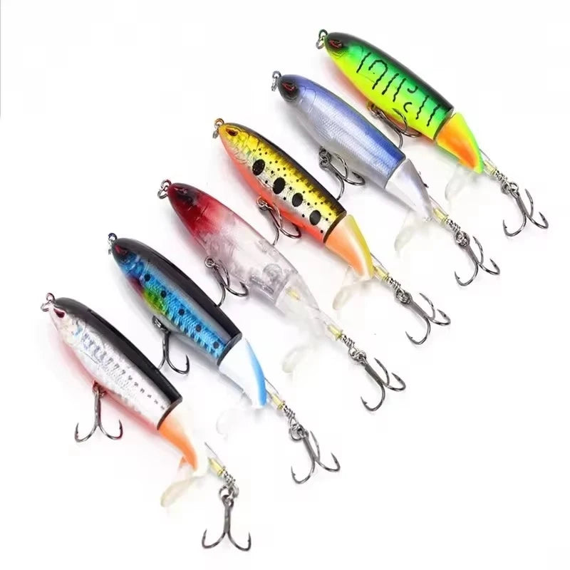 1/4/8Pcs 15g Topwater Fishing Lure Whopper Popper Artificial Bait Hard Plopper Soft Rotating Tail Fishing Tackle Fishing Bait Oasis Select