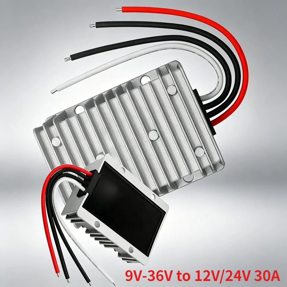 DC DC 9V-36V to 12V/24V Boost Buck Converter 30A Waterproof Automatic Step Up/Down Voltage Regulator Volt Transformer Module Oasis Select