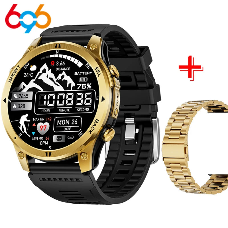 Outdoor GPS Path 1.46"100+ Multi-sport Mode BT Call Smart Watch IP68 Waterproof Sports Run Tracker Compass Smartwatch Men 530mAh Oasis Select GDBKS A GD3M